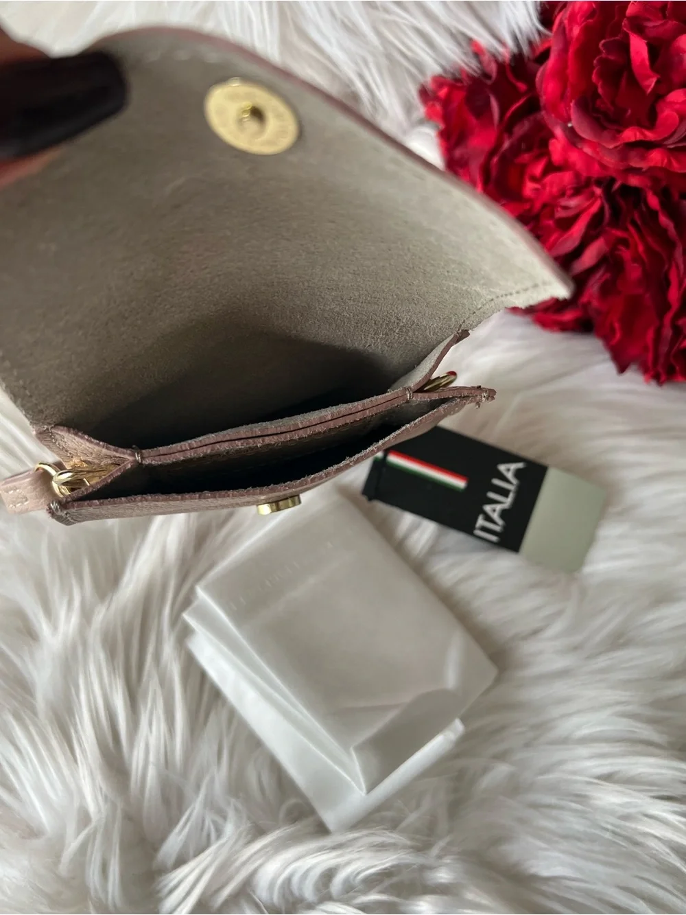 Isadora Italy Leather Crossbody Bag Purse Phone Pouch Mocha Beige